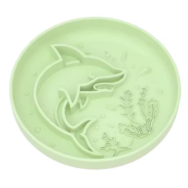 Bol interactif pour chien Le requin : requin et algues en relief dans un bol rond en silicone